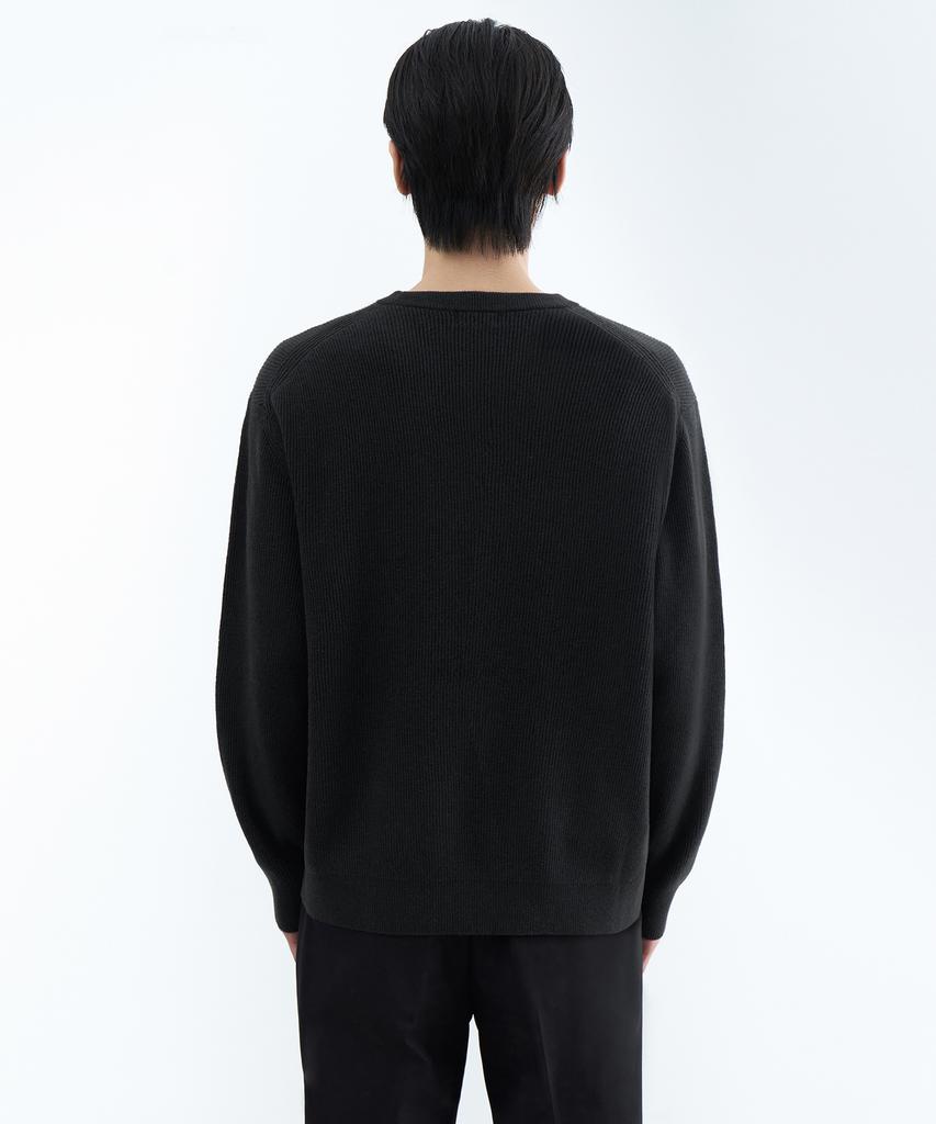 Musinsa Standard [Victoria Wool] Минималистичный ребристый джемпер с круглым вырезом [Темно-серый]