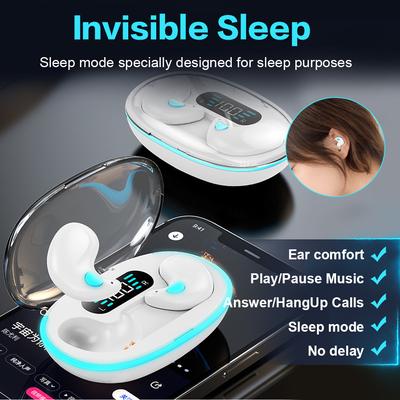 X55 Беспроводные мини-наушники для сна, Bluetooth-совместимая 5.3 стереогарнитура с микрофоном, HD-вызов, водонепроницаемые спортивные наушники