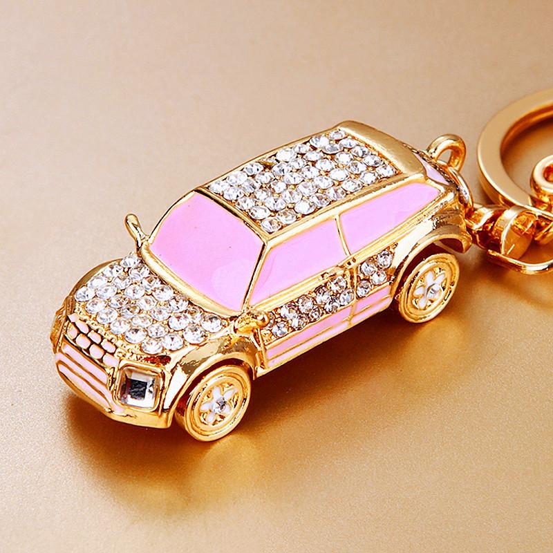 Hot Mini Car Keychain Rhinestone Car Keychain Key Rings for Men Women Car Decorations Perfect Christmas Gifts Kids Toy Gift
