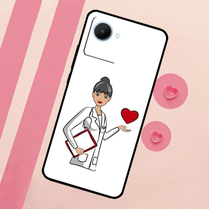 Чехол для Realme C67 C75 C63 C61 C71 C55 C51 C65 C53 10 11 12 13 14 15 Pro Plus GT6 GT7 Pro с рисунком 'Медсестра Медицинское Здоровье Сердце'