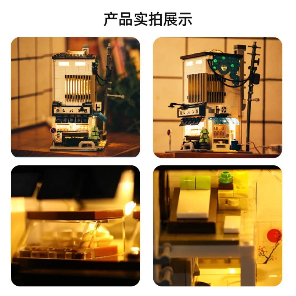 Каждый японский дом для сушиМагазин Bricks Светодиодный японский дом для паровых булочек Строительные блоки Летнее кафе Cada Игрушка Серия «Вид на улицу» Набор