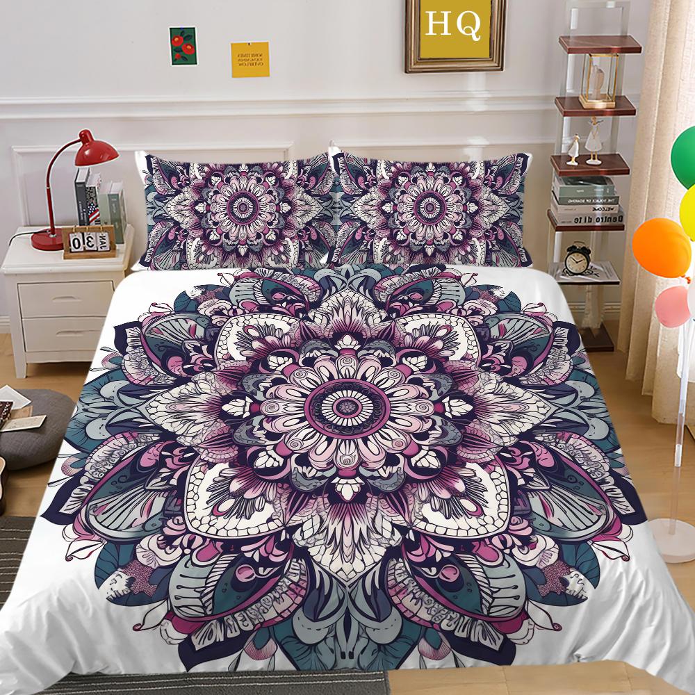 Mandala Printed Bedspreads Twin Size Microfiber Bedding Cover Cool Boy Fashion Duvet Cover Set Bedroom Decor