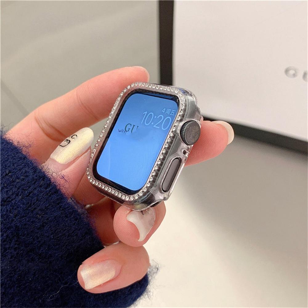 Чехол Diamond PC для Apple Watch Series10 9 8 7 6 SE ultra Bling защитный бампер блестящая рамка для IWatch 46 мм 42 мм 40 мм 41 мм 45 мм 44 мм 49 мм крышка