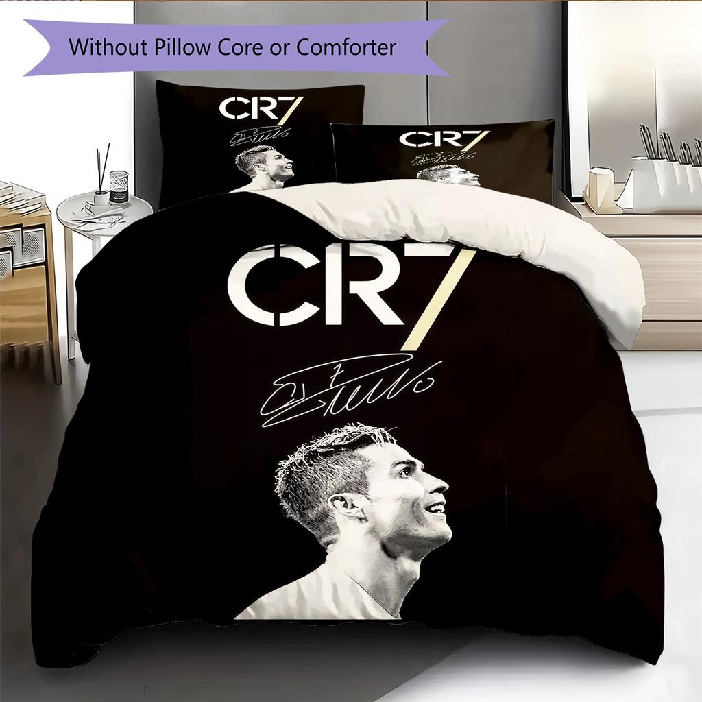 Постельное белье с рисунком Криштиану Роналду Домашний декор Подарок на день рождения (1 пододеяльник + 2 наволочки, без наполнителя)
