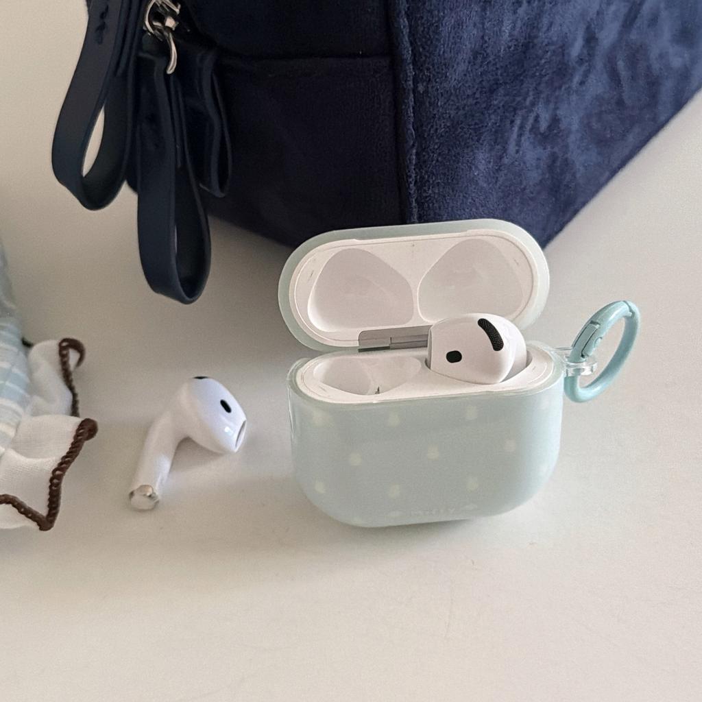 Blue background white rabbit head for AirPods1 earphone case Apple 1/1 generation AirPods pro1 protective case female
