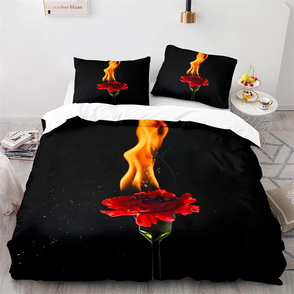 Комплект постельного белья с цветным рисунком «Огонь», сине-оранжево-зеленый, с рисунком «Огонь», размер King Queen для детей, мальчиков и подростков