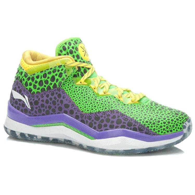 LiNing WOW 3 Way Of Wade 3 All-Star Амортизирующие Нескользящие Покрытие Средняя Высота Баскетбольные Кроссовки Мужские Зеленый Фиолетовый ABAJ013-30