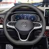 Genuine Leather Steering Wheel Cover VW Jetta Magotan Golf 8 Pro Passat EV Universal 38cm Diameter Sport Style