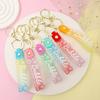 Transparent Pvc Soft Rubber Rope Keychain English Small Flower Jelly Color Plum Blossom Candy Color Drop Adhesive Wristband
