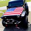 American Flag Car Hood Cover 63 X 47 Inch Stretchable Polyester Spandex Fabric Fits Most Cars Trucks SUVs with Small Decorative Flags Secure Clips