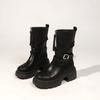 Мода 2024 Новые Зимние Женские Ботильоны в Панк Стиле Модная Толстая Подошва Передние Молнии Короткие Ботинки Женские Элегантные Туфли на Платформе с Пряжкой