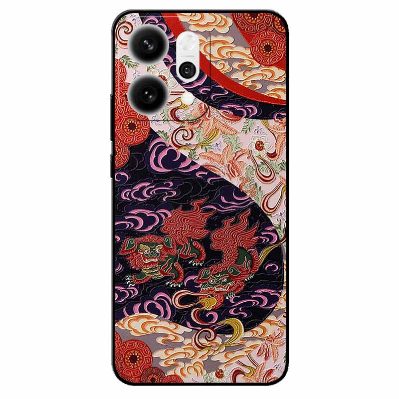 3D Cartoon Emboss Case For Oppo Reno14 5G Relief Embossed Retro Silicone Back Cover For Reno 14 CPH2737 Funda Anime Coque Reno14