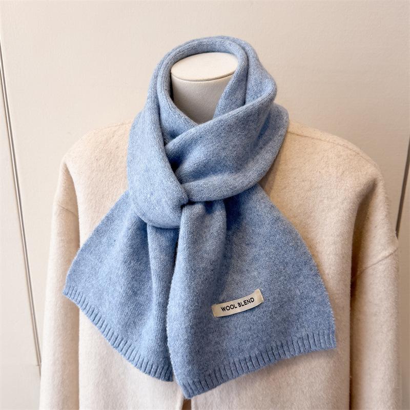 2025 New Luxury Winter Warm Knitted Scarf Women Korea Styles Solid Color Simple Scarves Shawls Lady Soft Wraps Neckerchief