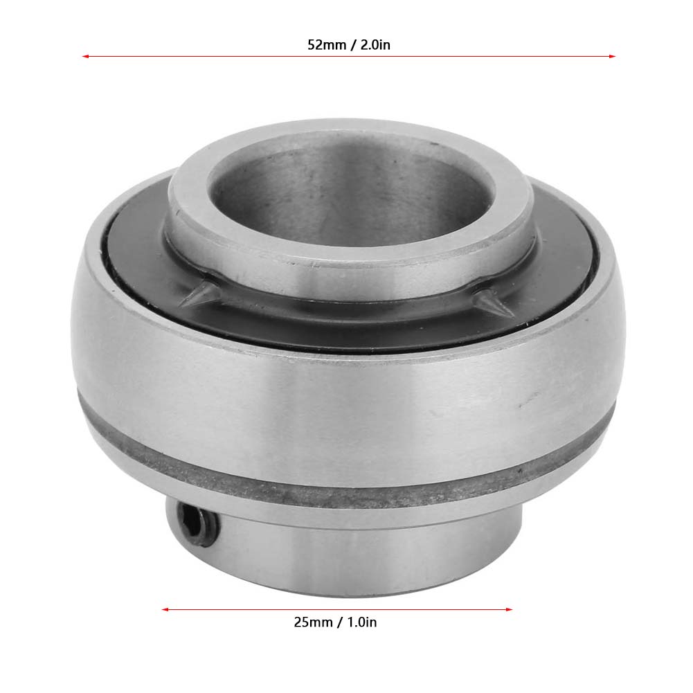 Insert Bearing UC205 25mm, Plated Steel Mounted Bearing with 1 Inch Bore 2 Inch OD, Self Aligning for Agricultural and Construction Machinery A
