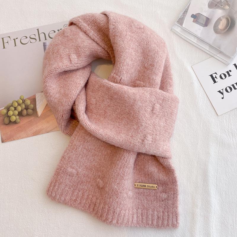 New Christmas Gift Cute Red Scarf Women's Winter New Warm Versatile Knitted Wool Couple Scarf