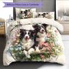 Border Collie Pattern Bedding Home Decoration Birthday Gift (1 * duvet cover + 2 * pillowcase, without core)
