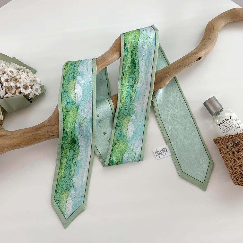 Высококачественная повязка для волос, платок на шею с шелковистой текстурой, женский шарф, длинные узкие повязки на голову, милые шарфы-галстуки, роскошный принт, шарф для сумки для леди