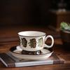 Hand Painted Latte Coffee Cup Saucer Retro Brown Flower Afternoon Teacup Set Antique Ceramic Cup High-End Water Cup