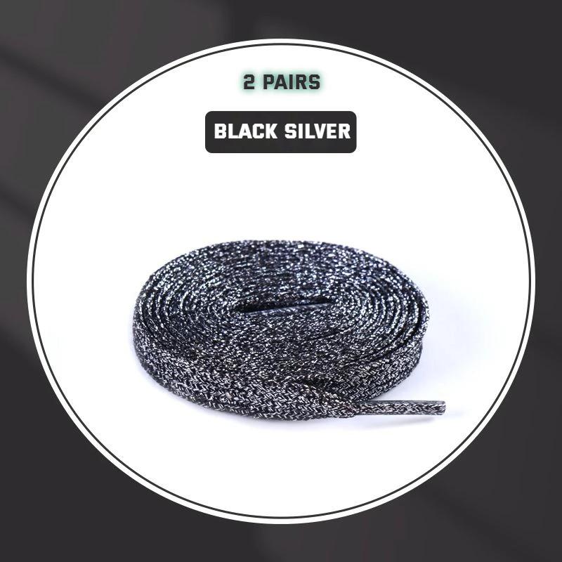 2 Pair Glitter White Shoelaces of Sneakers Colorful Shoelaces Metallic Shiny Gold Shoelace Silver Flat Shoe Laces Running Laces