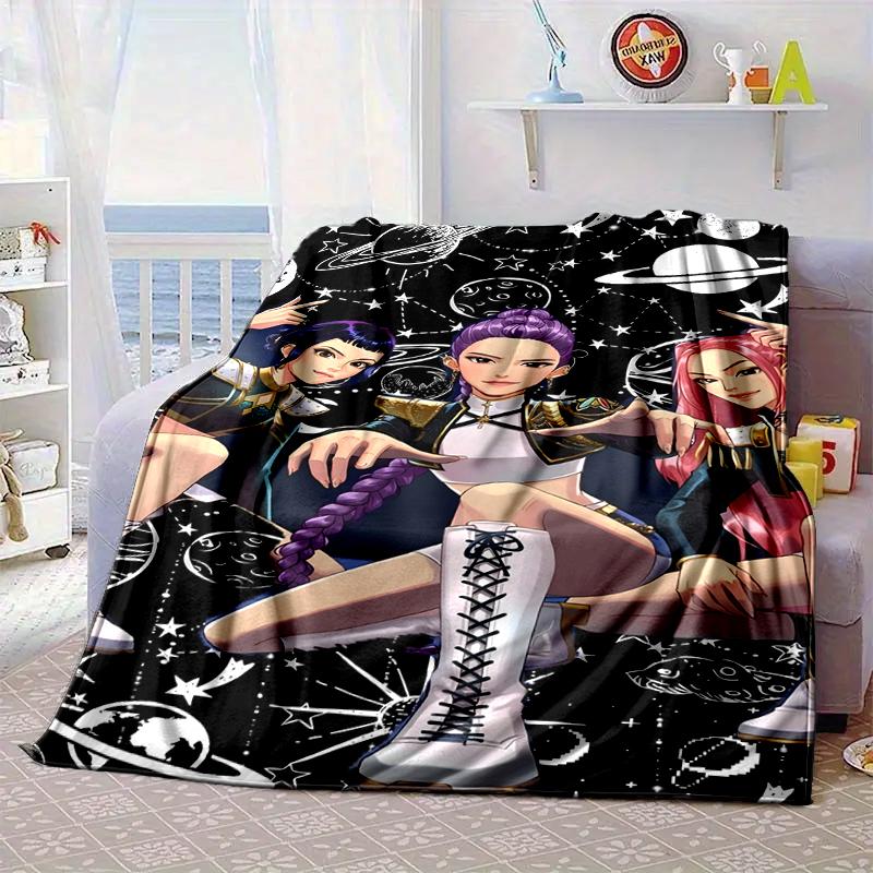 Kpop cartoon Blanket Flannel Blanket for bed, sofa, Camping, Hiking, Picnic Essentials, gift for family Fan gifts