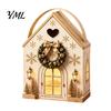 Small Holiday Surprise Boxes Christmas Wonderland Cottage Gift Box, House Shaped Paper Treat Boxes, Eve Containers Snack Holder with Handle