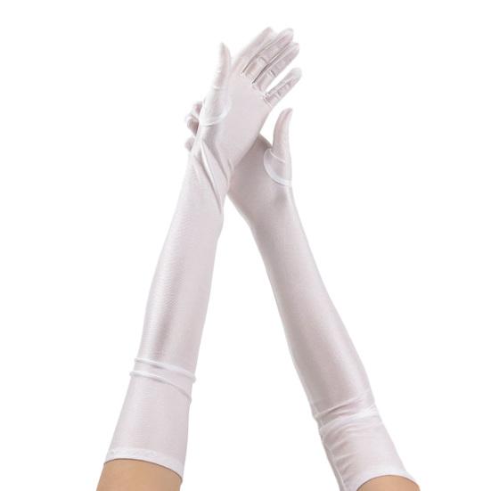 1 пара перчаток, однотонные, с длинными пальцами, эластичные, гладкие, мягкие, дышащие, до локтя, для невесты, свадьбы, вечеринки, сценического шоу, перчатки для косплея