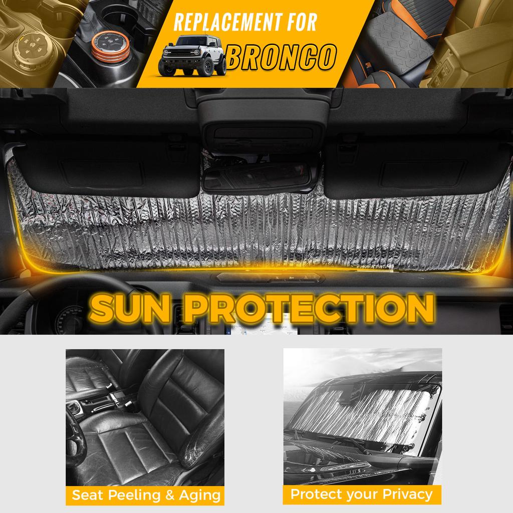 Рифмированный солнцезащитный козырек для лобового стекла автомобиля, экран, УФ-отражатель, складной солнцезащитный козырек, подходит для автомобиля Ford Bronco 2022