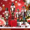 4Pcs 30CM Wooden Nutcracker Collection Soldier Set Handmade Painted Christmas Decor Holiday Gift Home Office Festival Decoration
