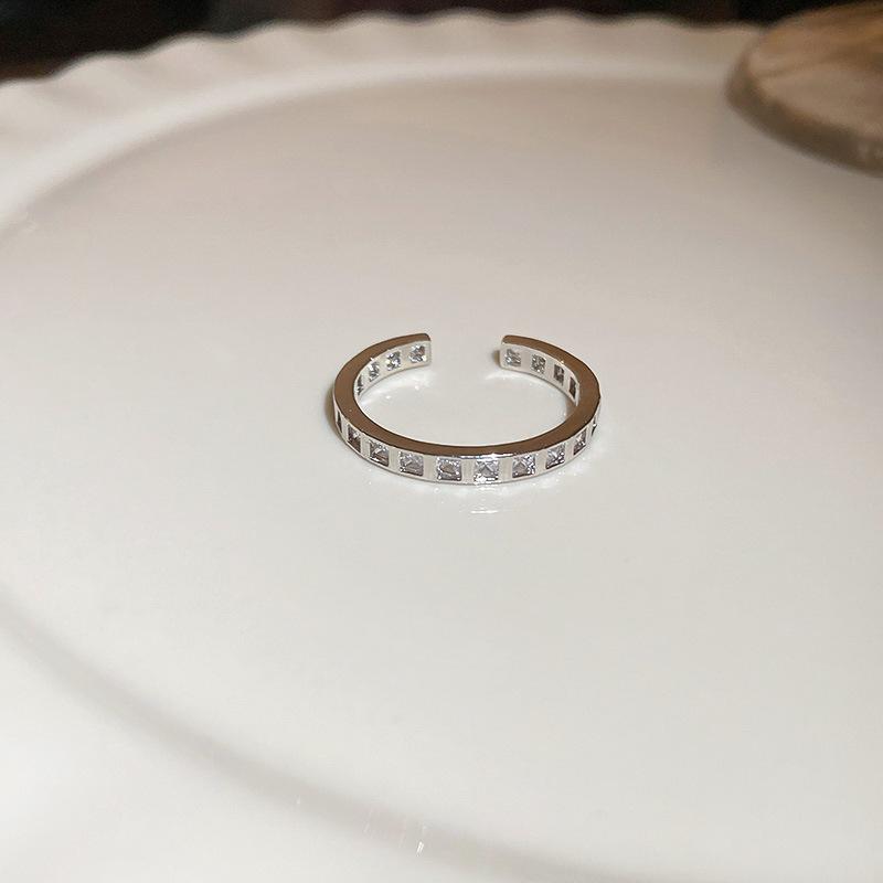 Luxury Zircon Sparkling Diamond Spirit Serpentine Ring Silver Open Ring High Quality Texture Simple and Versatile Trendy Cool Handmade for Women