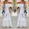 2025 European & American Fashion One-Shoulder White Lace Dress