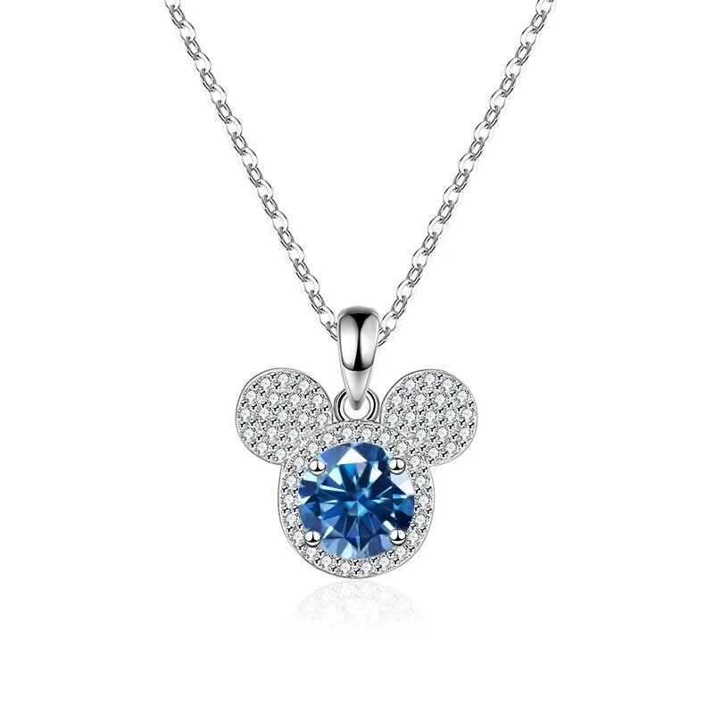 Bague Ringen Кулон из стерлингового серебра S925, 1 карат, муассанит, бриллиант, ожерелье, женская мода, роскошные украшения, голова мыши Микки