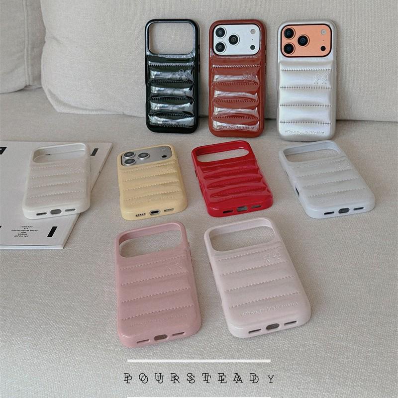 Однотонная кожаная пуховая куртка Противоударный чехол для телефона для iPhone 14/13/Apple 17/16/15 Pro Max