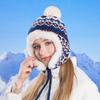 Winter Hat Women's Velvet Knitted Pullover Wool Hat Riding Warm Ear Protection Bomber Hats