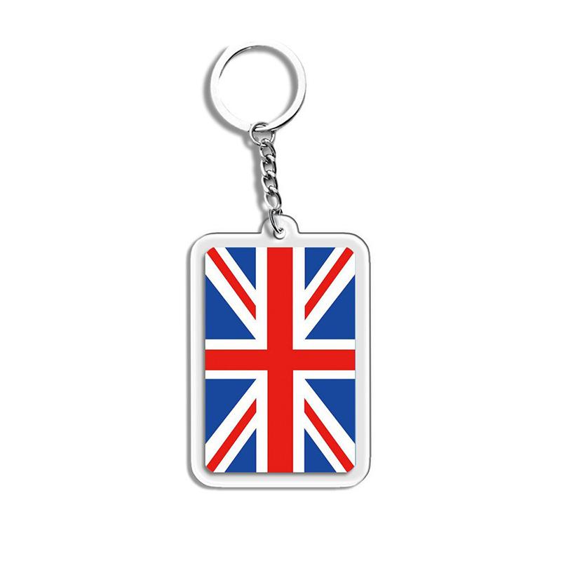 1PC Acrylic Fashion Key Holders Charm Keyring Gifts Car Decor Flag Key Chain Flag Key Chains Flags Bag Pendants