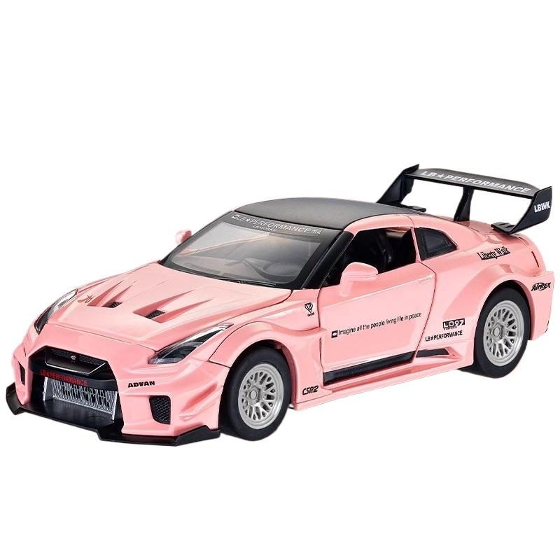 1/32 Scale Skyline Nissan GTR-CSR2 Alloy Sports Car Diecast Metal Model Sound & Light Toy Collect Display Ornament Gift for Boys