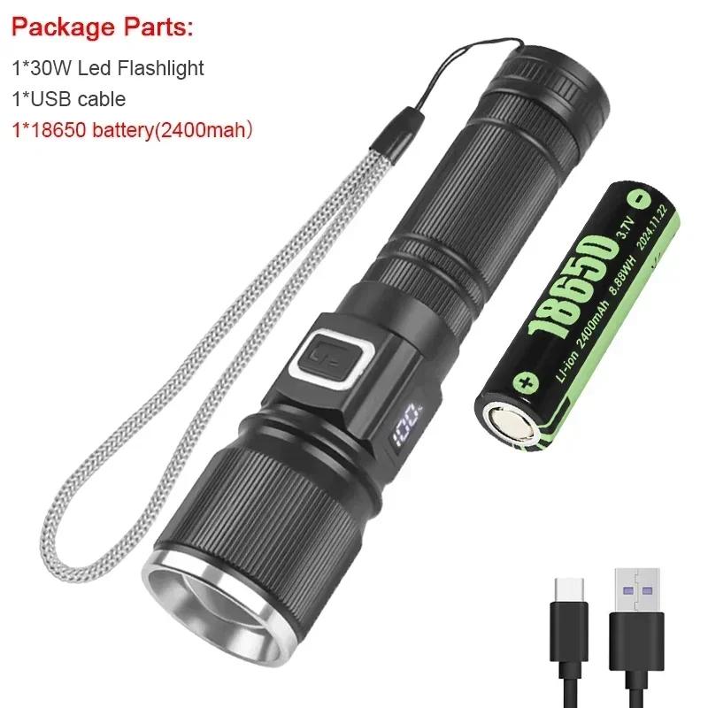Светодиодные фонари USB-перезаряжаемые, высокая яркость, суперяркие, тактические, ручные, с зумом, водонепроницаемые, аварийные фонари