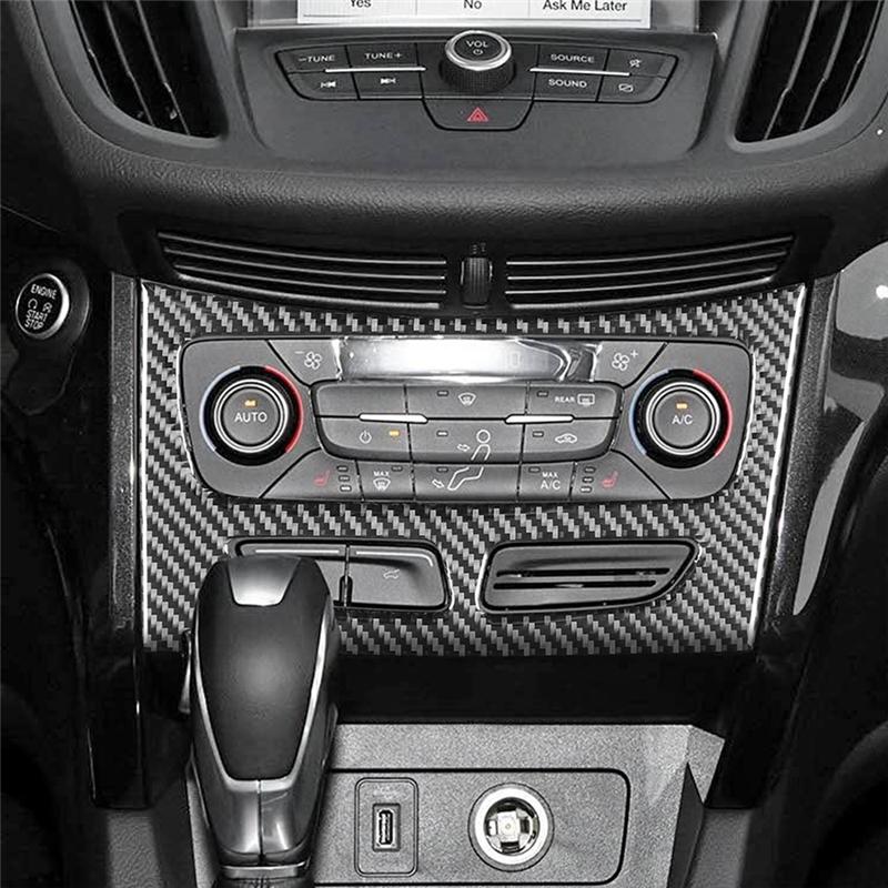 L10A Carbon Fiber AC Control Panel Cover Trim Kit For Ford Escape 2017- Center Console Interior Accessories