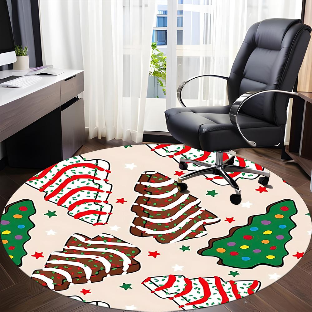 1pc Christmas cookies Office Round Rug, Non-slip, Soft and Durable Office Rug for Interior Decoration, Perfect for Office, Beautiful Decoration yy2603