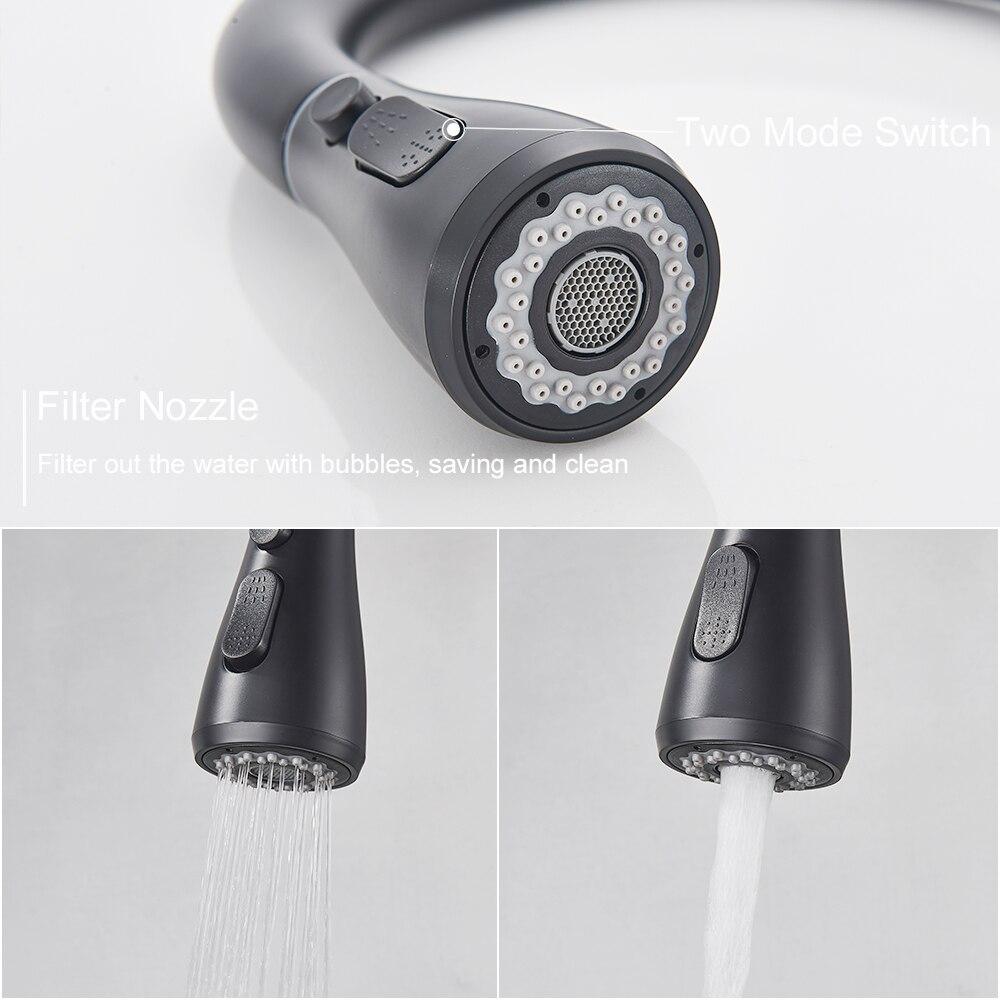 Черный кухонный смеситель, гибкая выдвижная насадка, 2 режима, смеситель для горячей и холодной воды, настенный распылитель и смесители Stream SUS 304