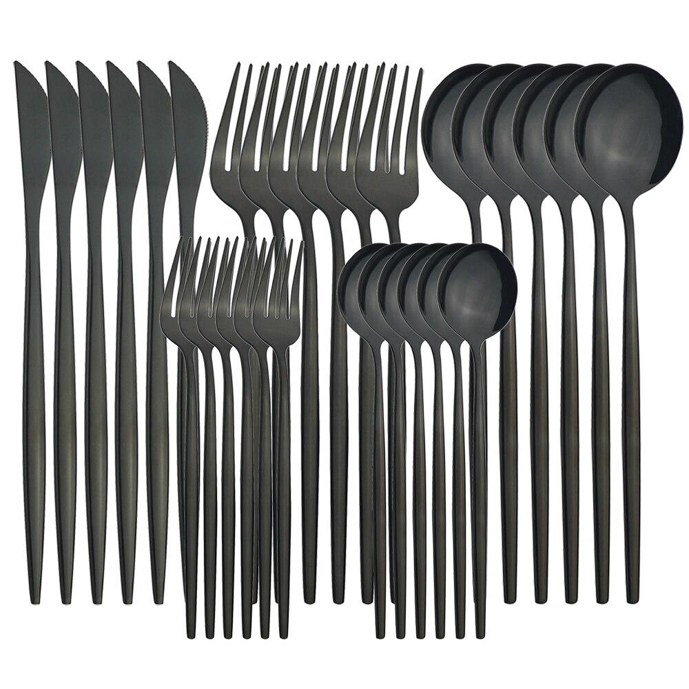 30 шт./6 компл. столовая посуда золотые ножи вилка десерт кофейные чайные ложки ложки набор столового серебра столовые приборы из нержавеющей стали кухонная посуда