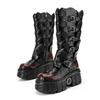 Fashion NewRock Punk Metal - Decorated Boots, Handmade Leather Platform Knee - Highs