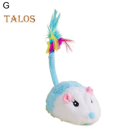 Электрическая мышь, игрушка для кошек, USB-перезаряжаемая интерактивная игрушка для котят с перьевым хвостом, автоматическая движущаяся плюшевая мышь для домашних кошек