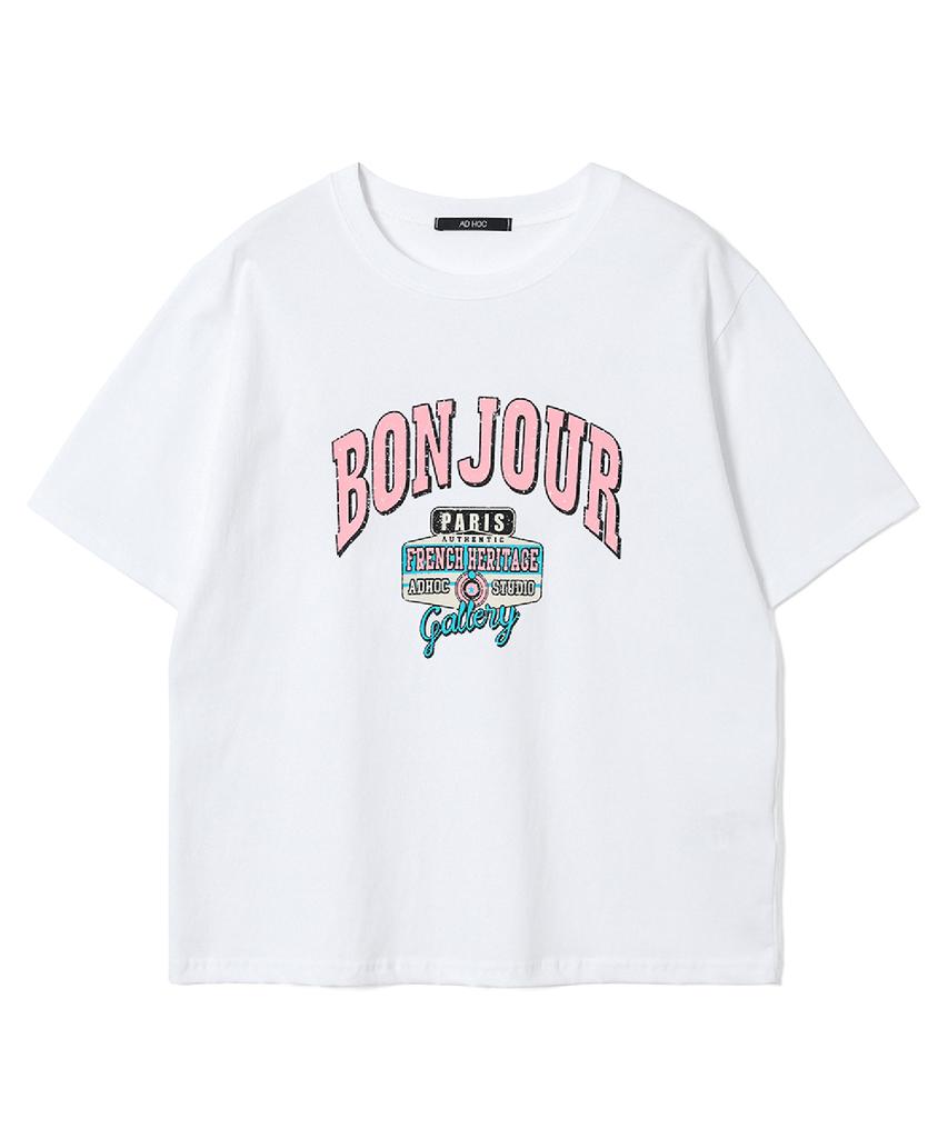 ADHOC Women'S Bonjour Artwork T-Shirt (2 Colors) (Hc5Sta7)