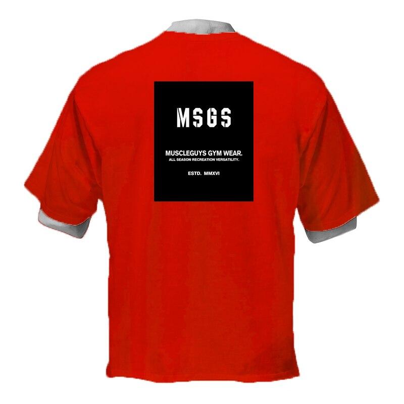 Muscleguys Мужская удобная футболка с коротким рукавом, принт на спине, летняя свободная футболка с коротким рукавом, трендовая уличная одежда для бодибилдинга