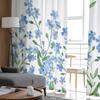 Watercolor Blue Flowers Farmhouse Countryside Voile Sheer Curtains Living Room Window Tulle Curtain Kitchen Bedroom Home Decor