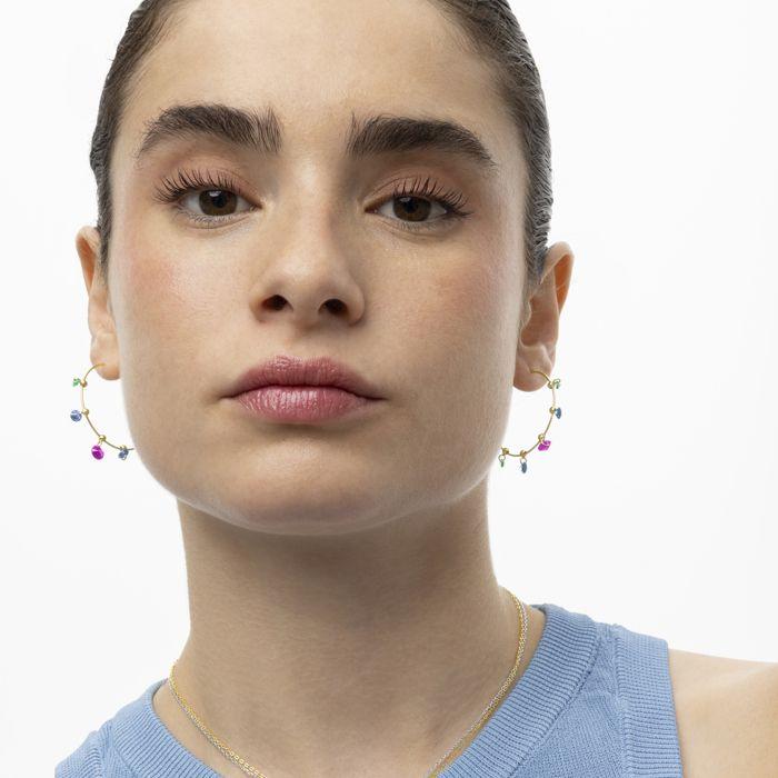 Boucles d'oreilles Luxenter en argent 925 et zircon multicolore finies en or jaune 18k - Yhapec