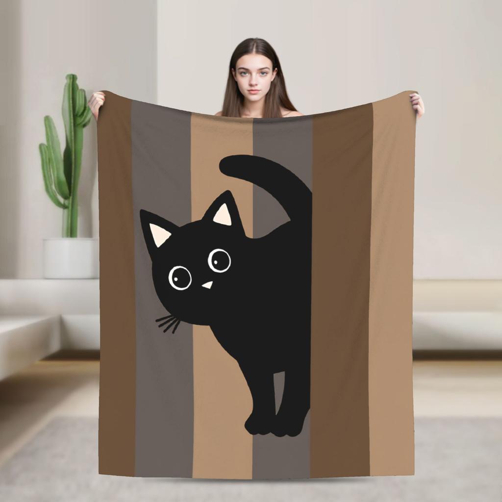 Whimsical Reading Cat Plush Blanket Girls Boys  Flannel Throw Blanket For Living Room Warm Soft Custom Quality Bedspread Gift