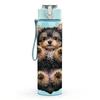 1PC Yorkie Puppy Paws Up Close 750ml Color Plastic Sports Water Bottle Leakproof Flip Straw Lid Suitable for Sports Office Home Use