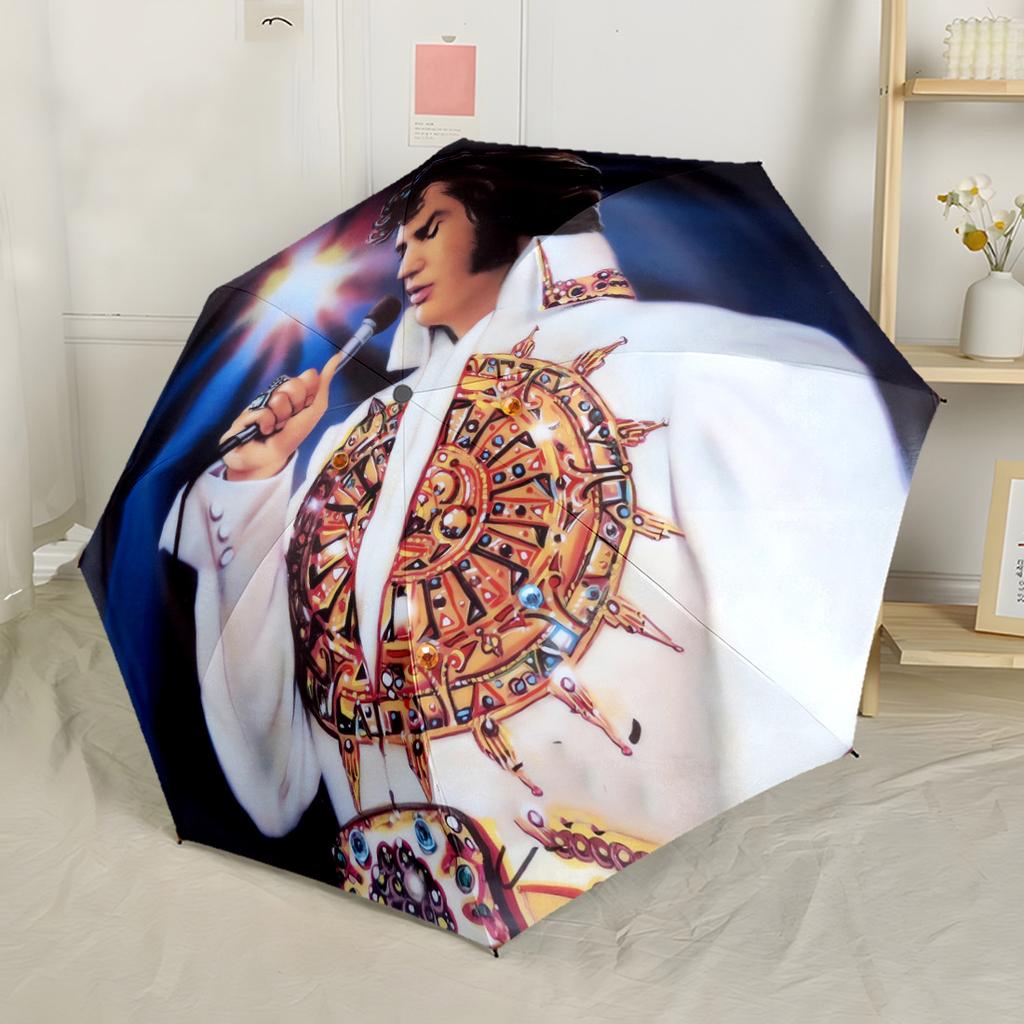 Elvis Presley's Comeback Special Portable Automatic Umbrella Compact Durable 8 Rib Design Durable Plastic Iron All Season Umbrella for Travel