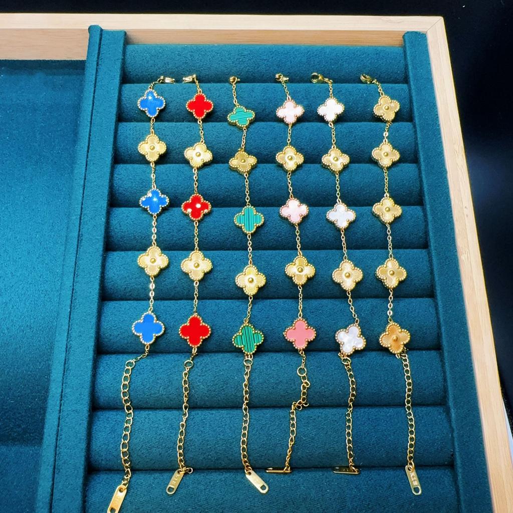 Titanium Steel Five Flowers Four-Leaf Clover Bracelet Women Do Not Lose Color 18K Light Luxury Jewelry